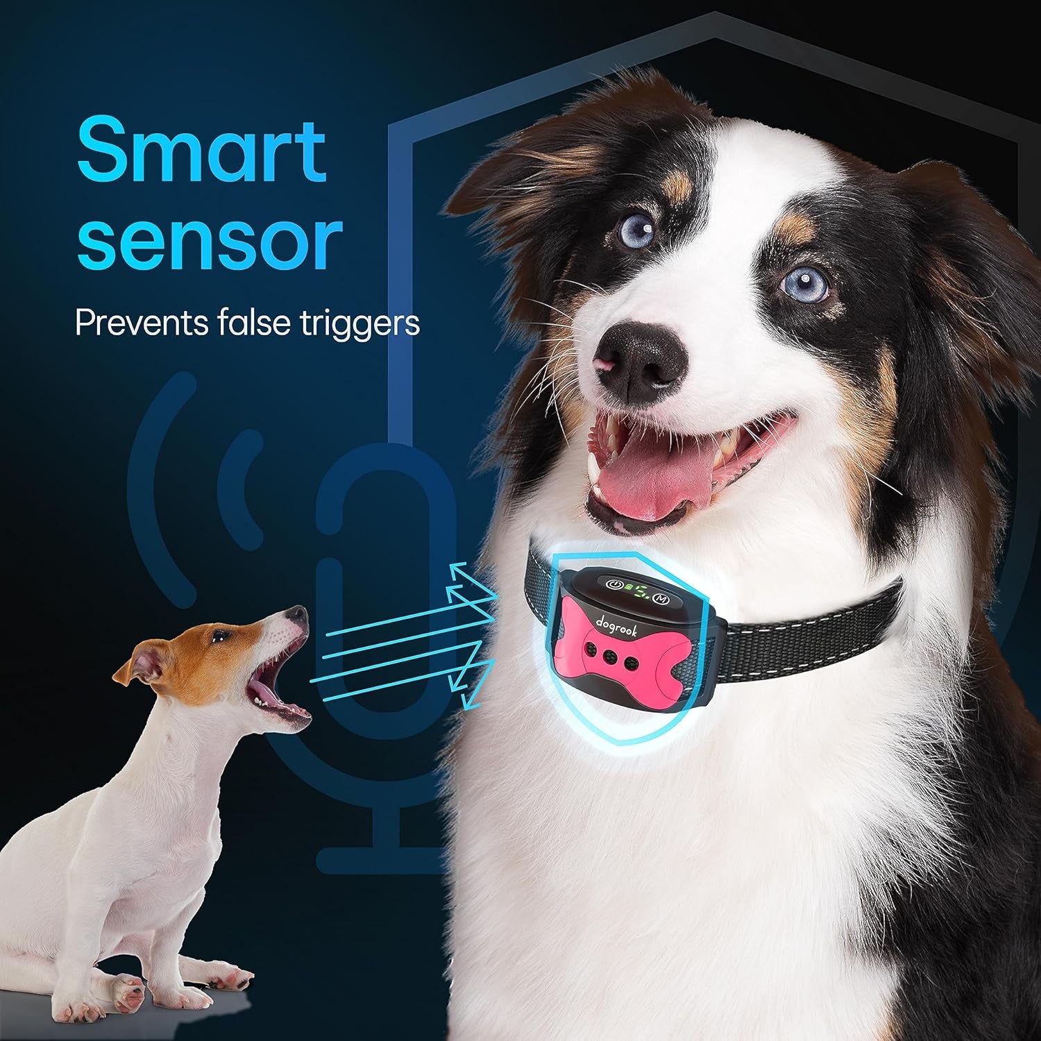 Dog Bark Collar - Rechargeable Smart anti Barking Collar for Dogs - Waterproof No Shock Bark Collar for Small/Medium/Large Dogs - anti Bark Collar for Dogs with 5 Sensitivity Levels