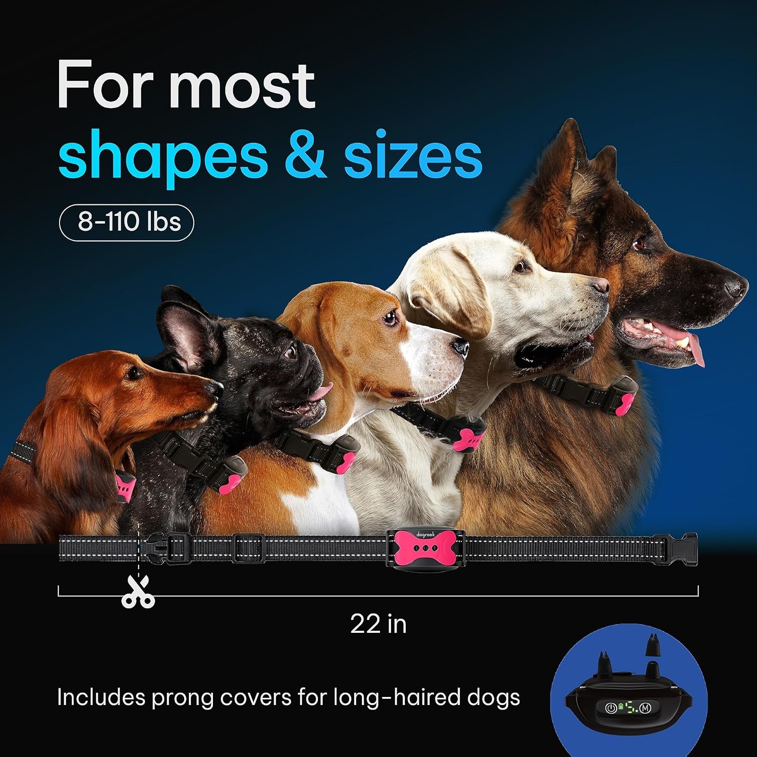 Dog Bark Collar - Rechargeable Smart anti Barking Collar for Dogs - Waterproof No Shock Bark Collar for Small/Medium/Large Dogs - anti Bark Collar for Dogs with 5 Sensitivity Levels